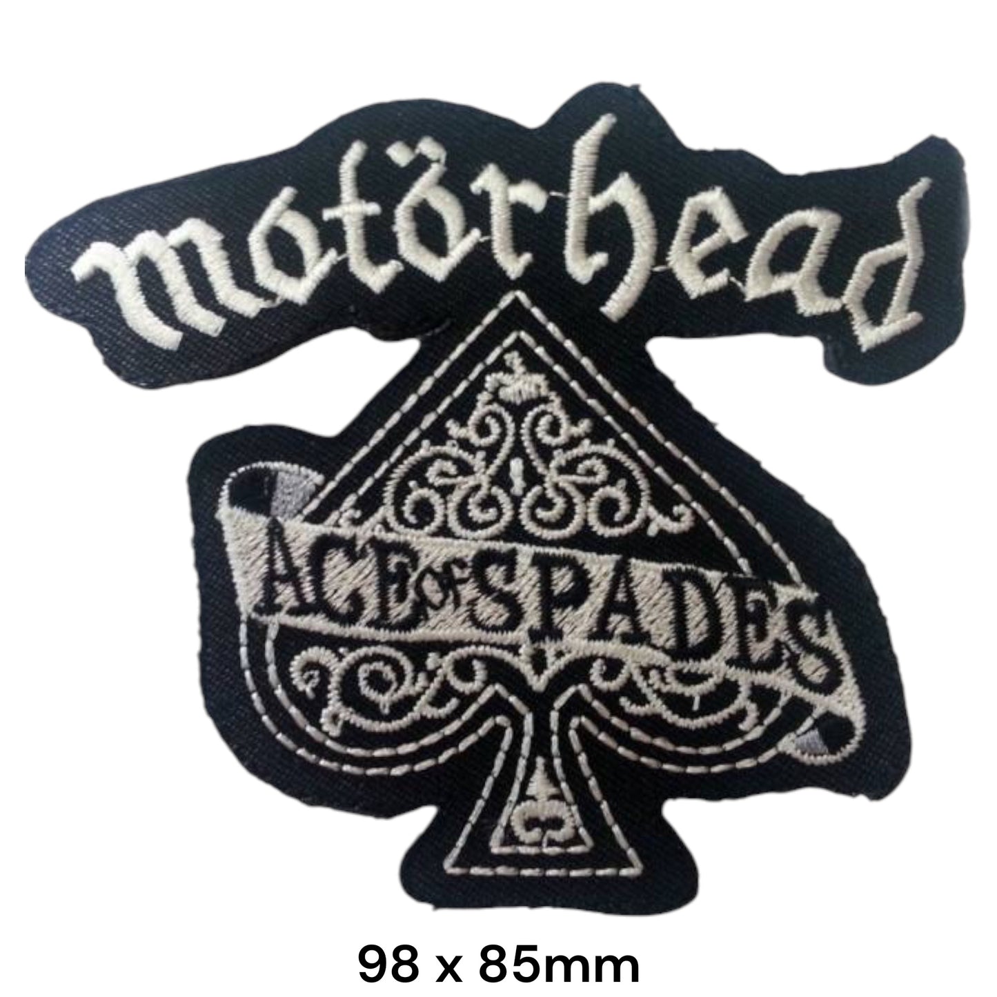 Motörhead Ace of Spades Silver Embroidered Patch 98x85mm – Black & Silver