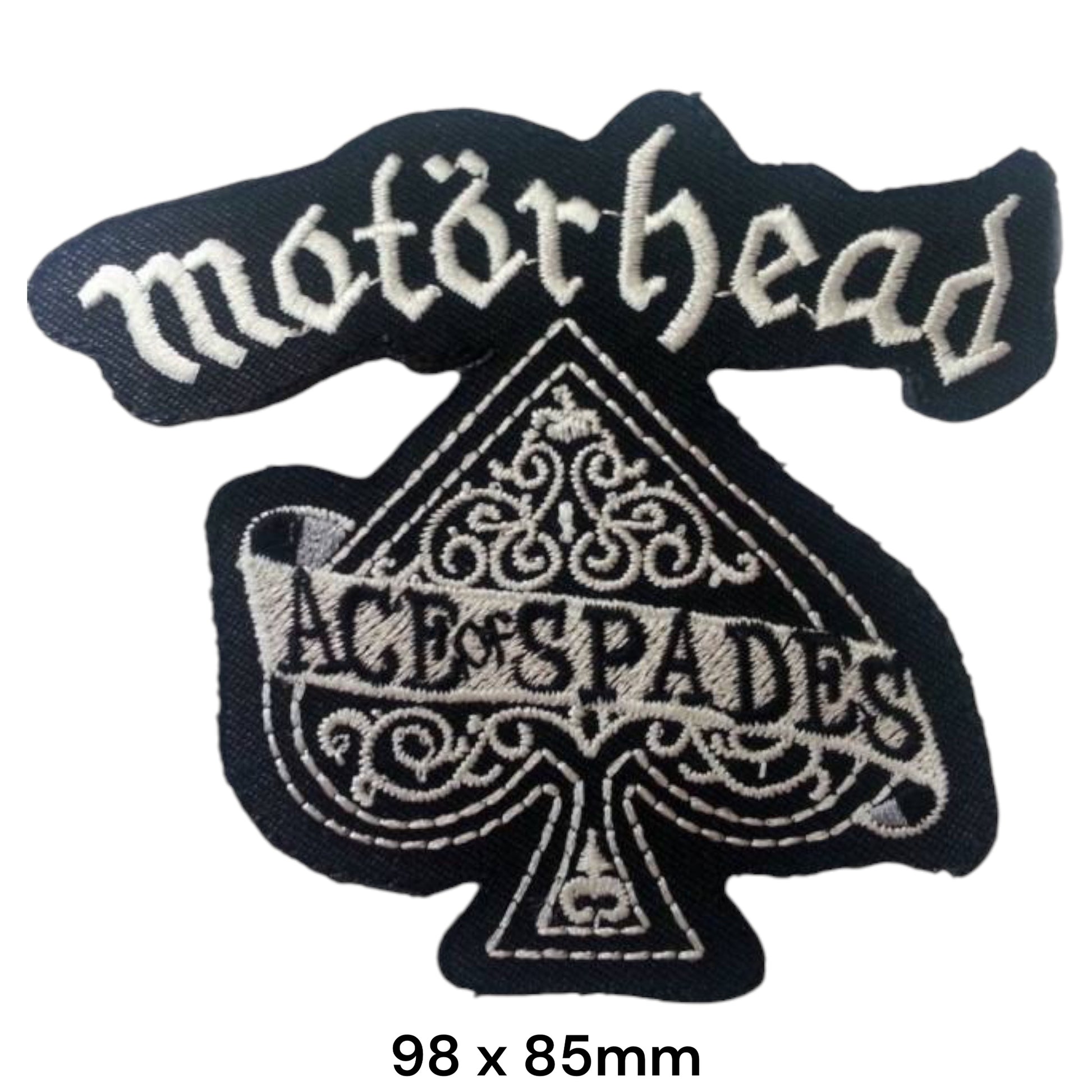 Motörhead Ace of Spades Silver Embroidered Patch 98x85mm – Black & Silver