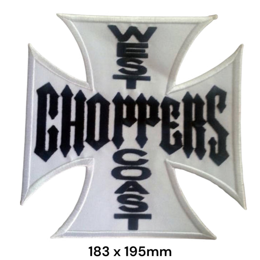 West Coast Choppers Iron Cross XL Back Patch 183x195mm – White & Black