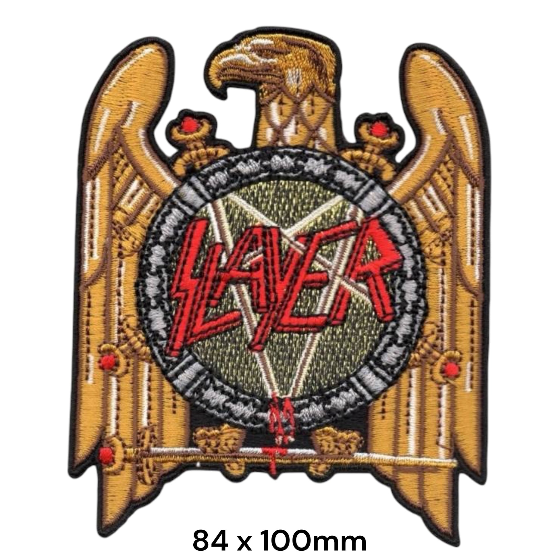 Slayer Eagle Pentagram Embroidered Patch 84x100mm – Gold, Red, Black & Silver
