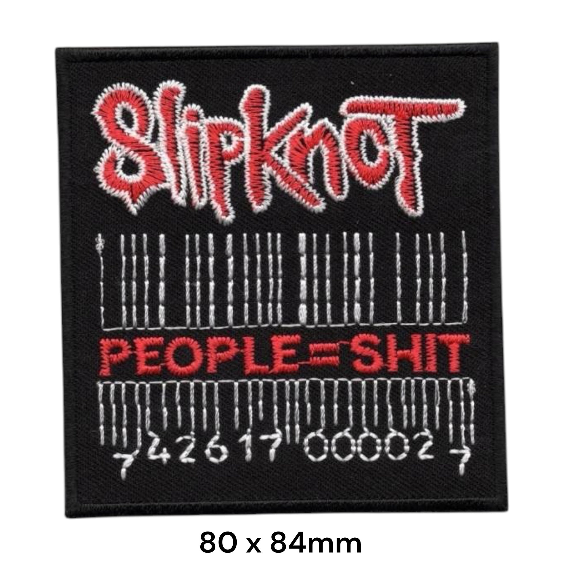 Slipknot People=Shit Barcode Embroidered Patch 80x84mm – Black, Red & White