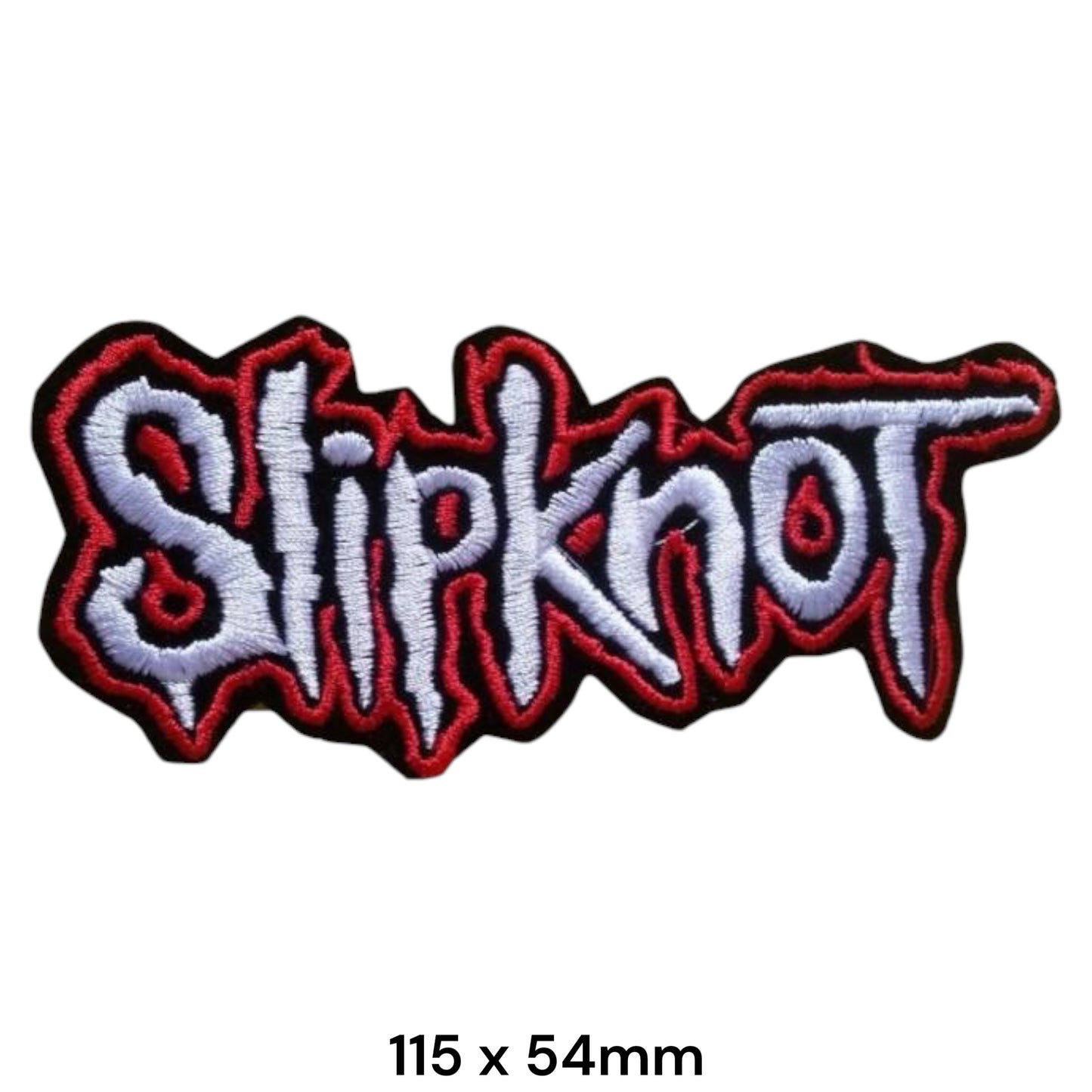 Slipknot Logo Classic White Red Embroidered Patch 115x54mm – Black, Red & White