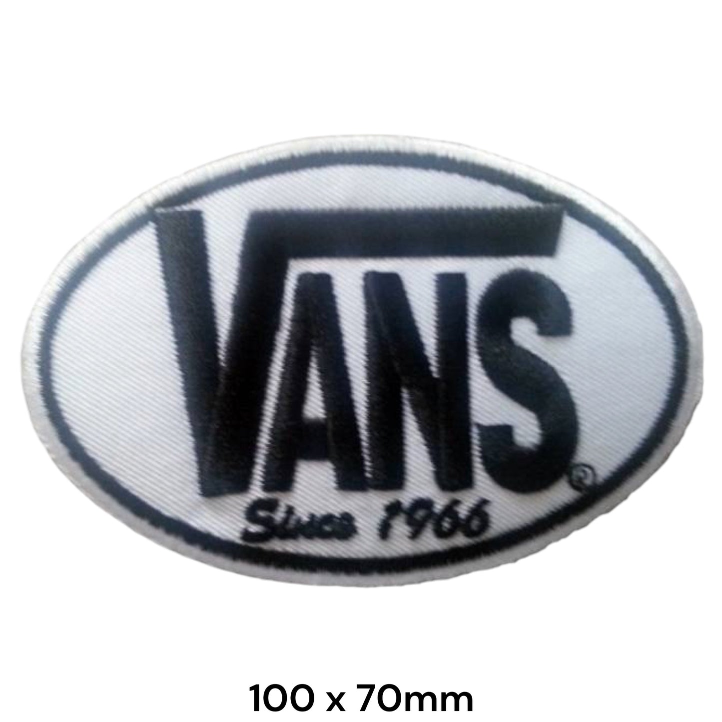 Vans Since 1966 Oval Logo Embroidered Patch 100x70mm – White & Black