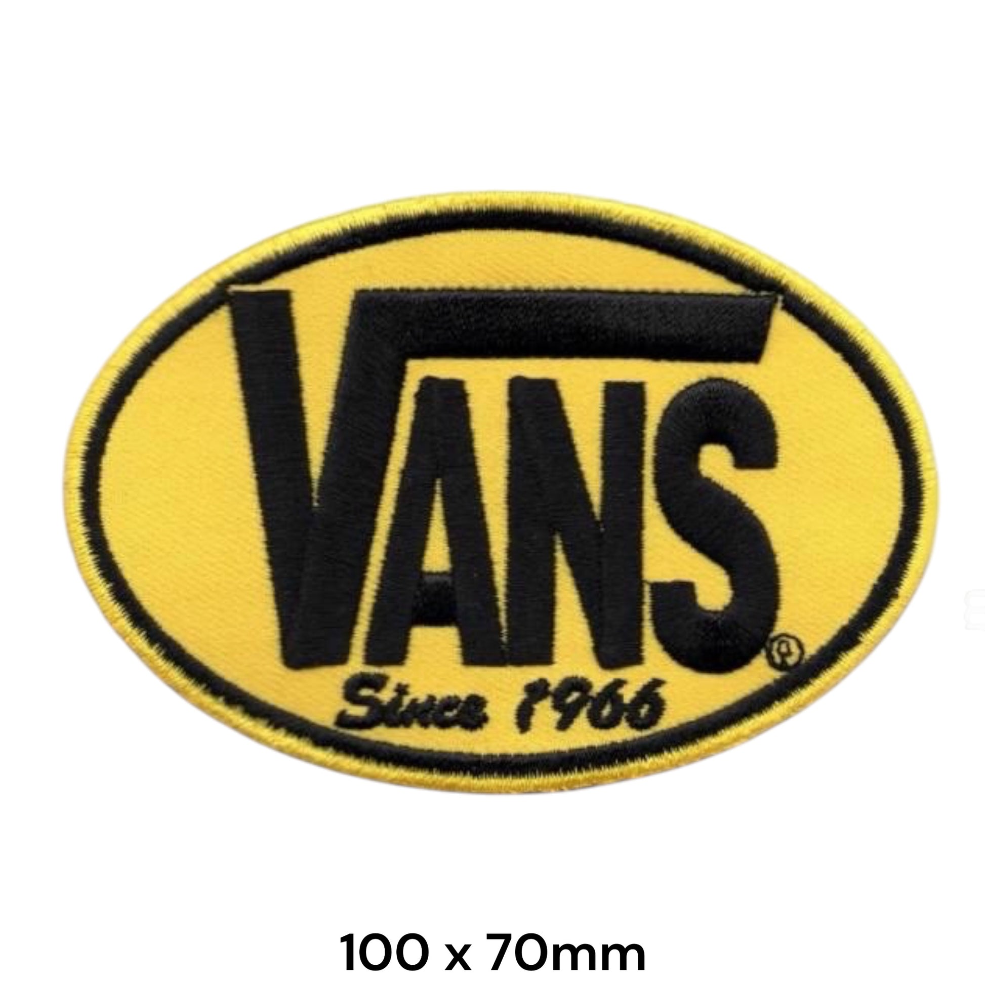 Vans Since 1966 Oval Logo Yellow Embroidered Patch 100x70mm – Yellow & Black