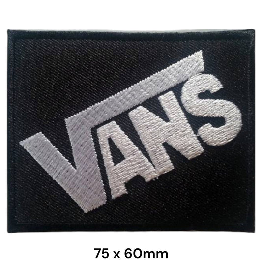 Vans Logo Diagonal Black White Rectangle Embroidered Patch 75x60mm – Black & White