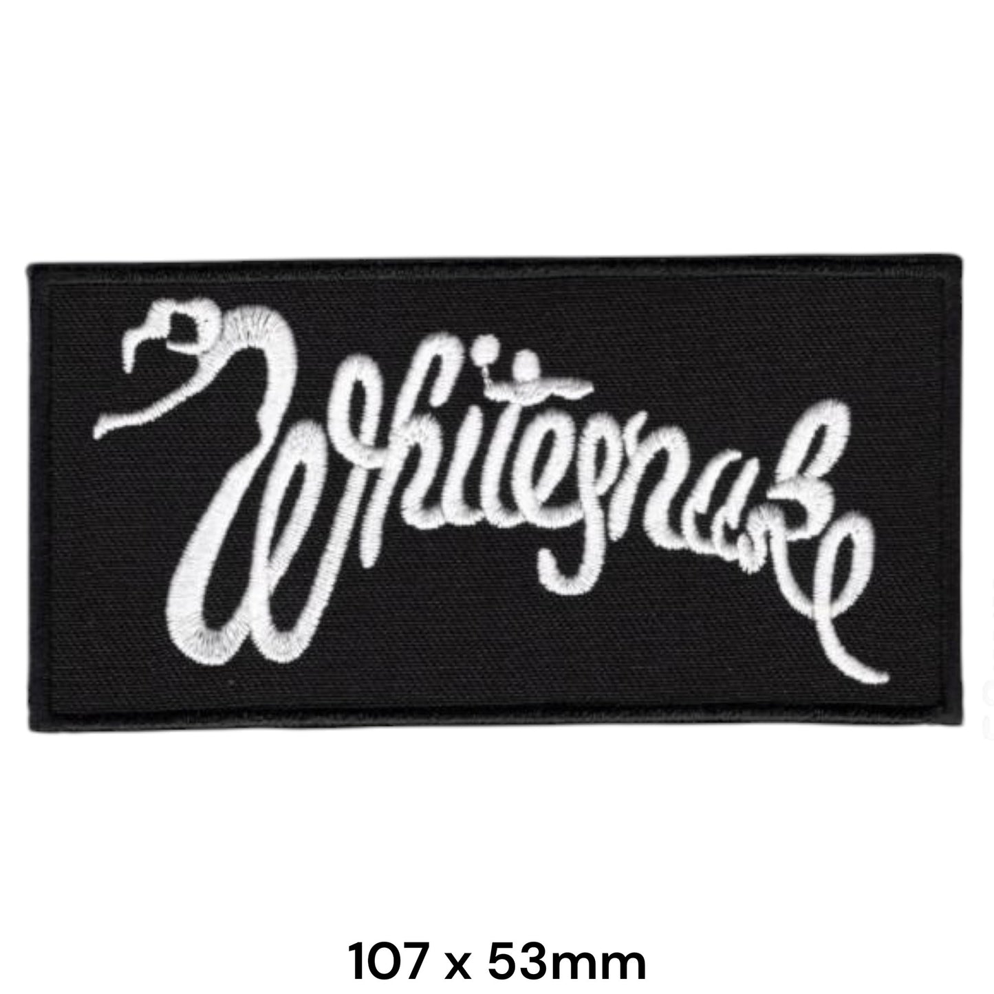 Whitesnake Snake Script Logo Embroidered Patch 107x53mm – Black & White
