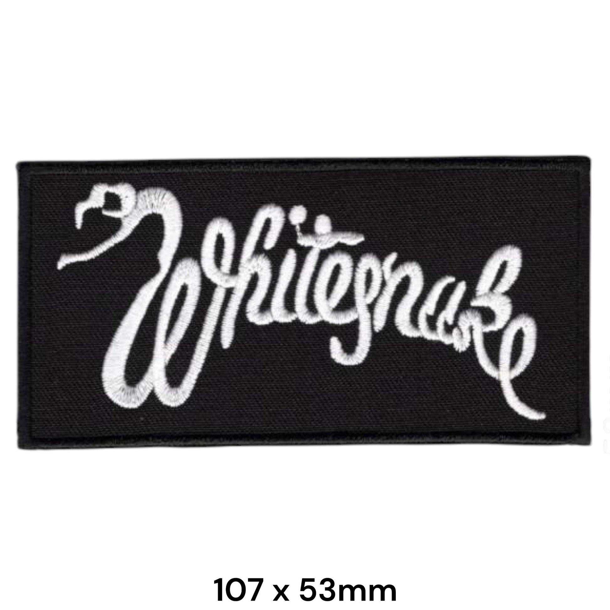 Whitesnake Snake Script Logo Embroidered Patch 107x53mm – Black & White