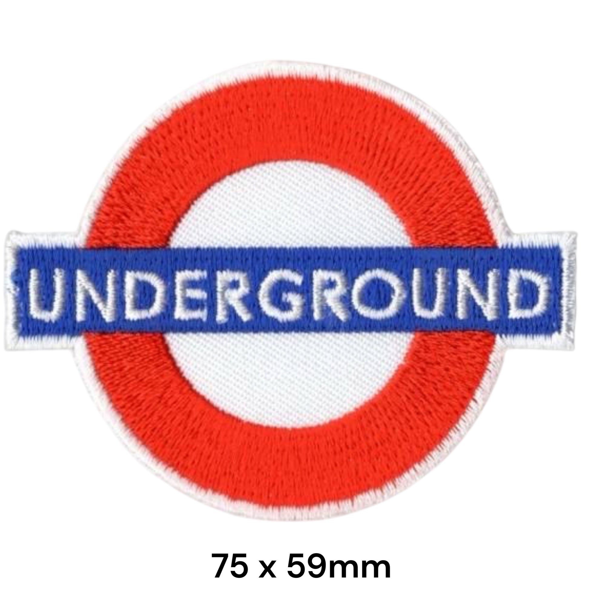 London Underground Roundel Embroidered Patch 75x59mm – Red, Blue & White