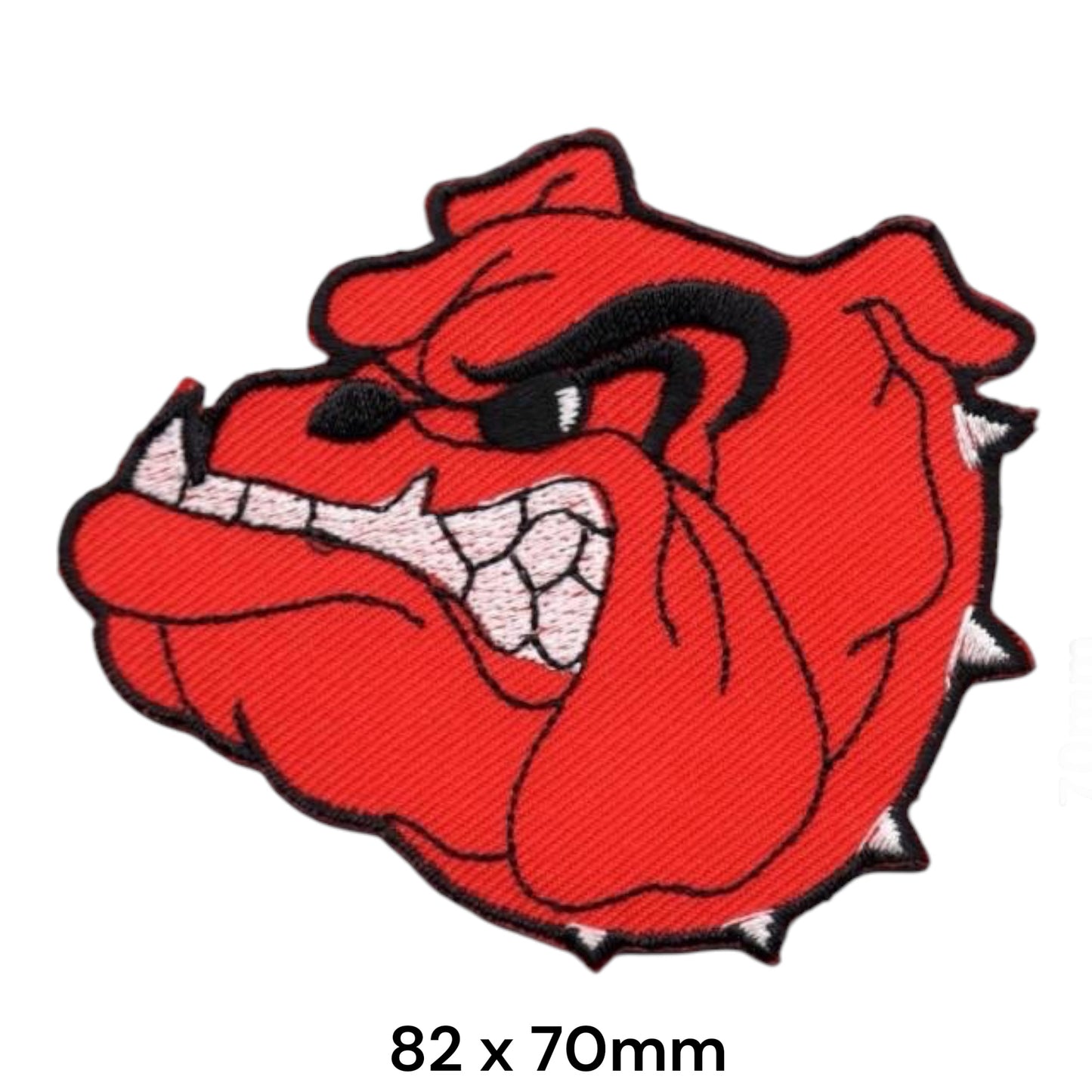Angry Red Bulldog Embroidered Patch 82x70mm – Red, Black & White