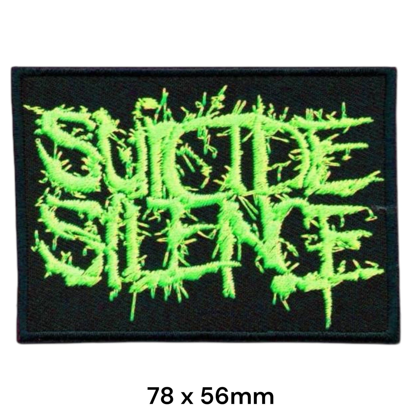 Suicide Silence Logo Neon Green Embroidered Patch 78x56mm – Black & Neon Green