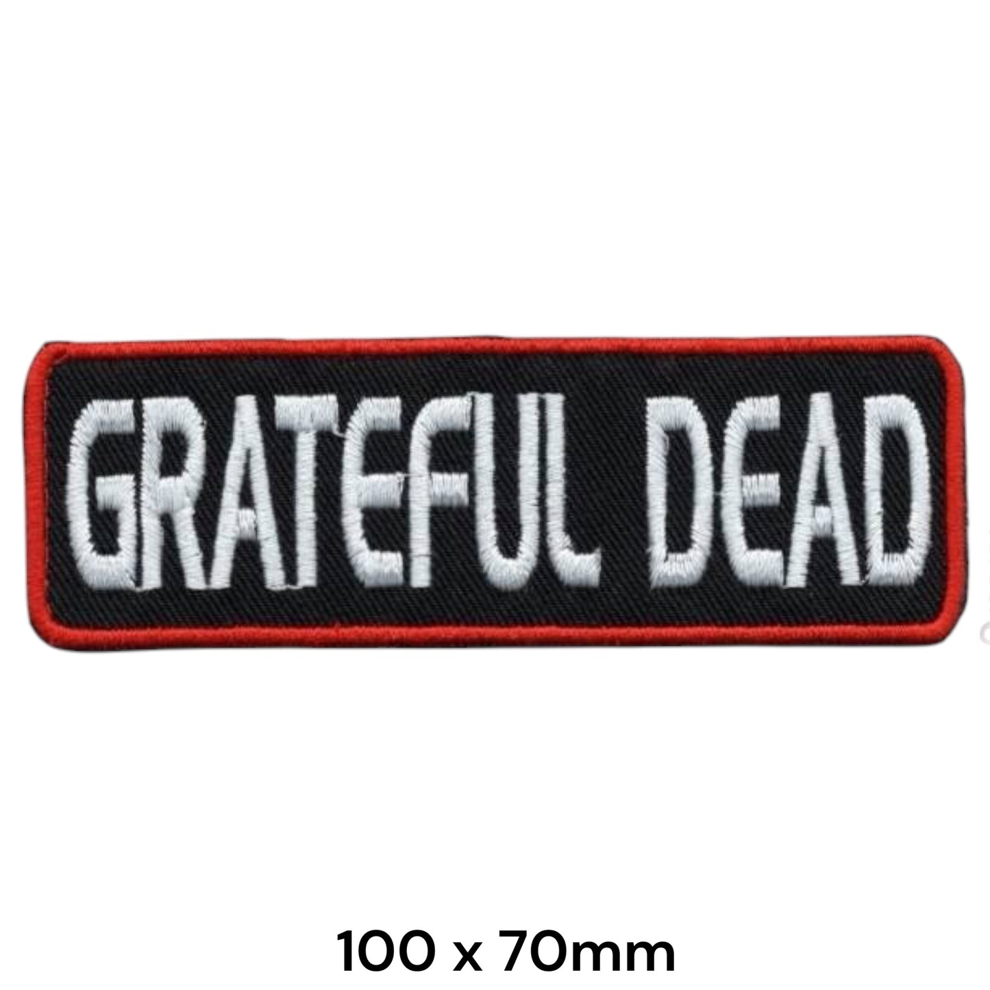 Grateful Dead Logo Strip Embroidered Patch 100x35mm – Black, Red & White