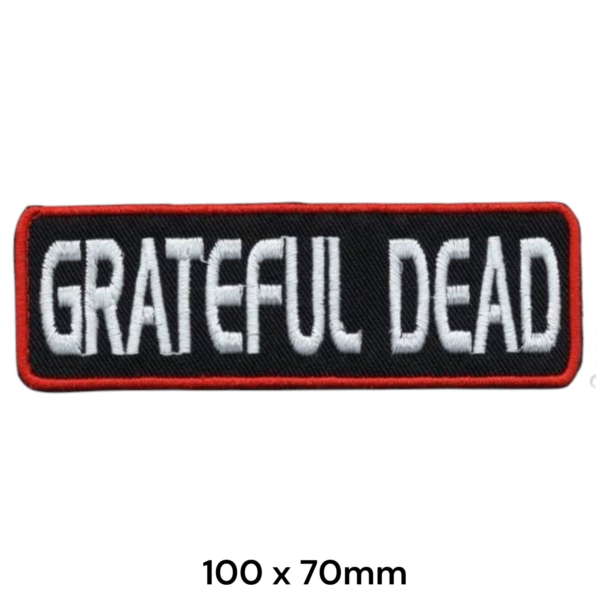 Grateful Dead Logo Strip Embroidered Patch 100x35mm – Black, Red & White