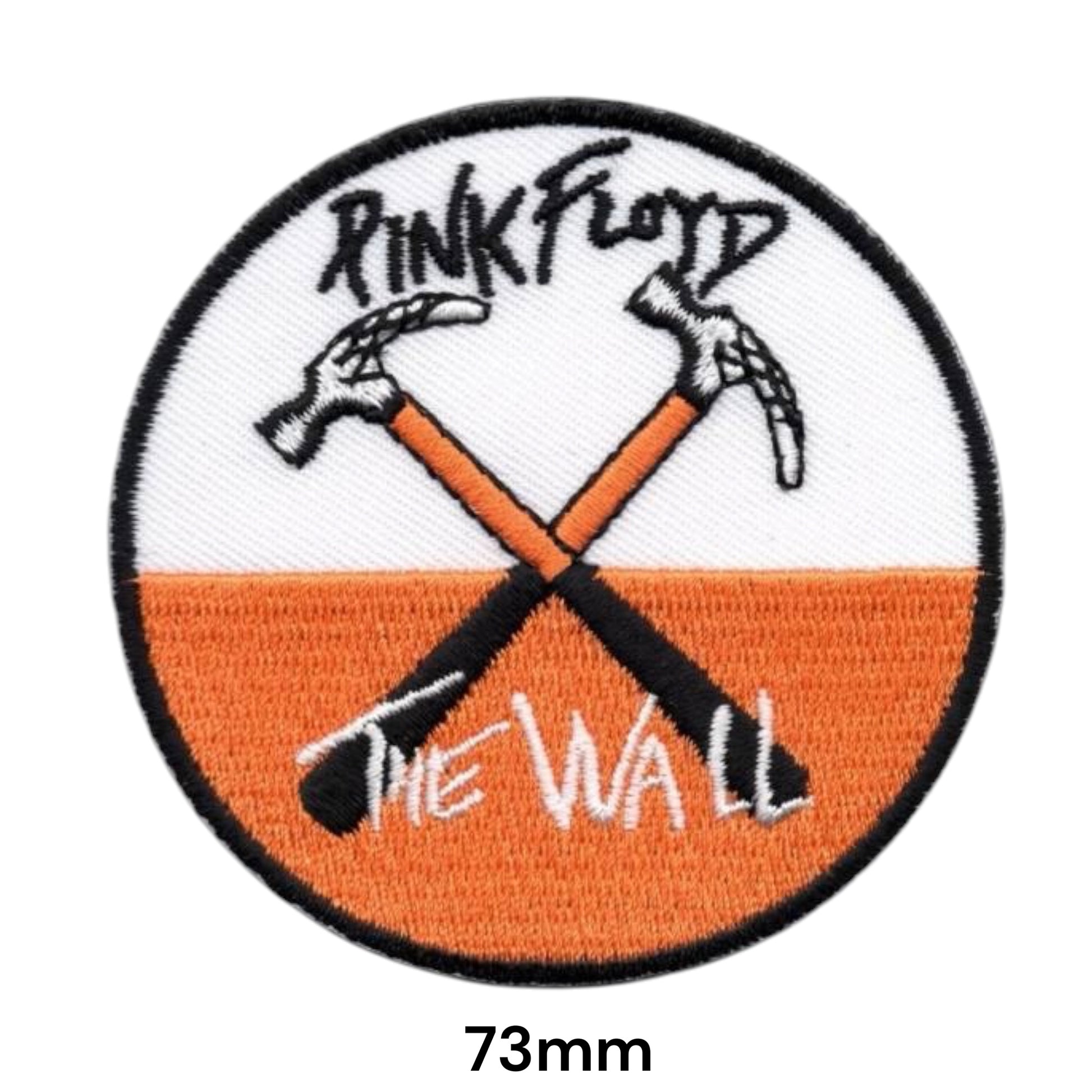 Pink Floyd The Wall Crossed Hammers Embroidered Patch 73mm Round – Black, White & Orange