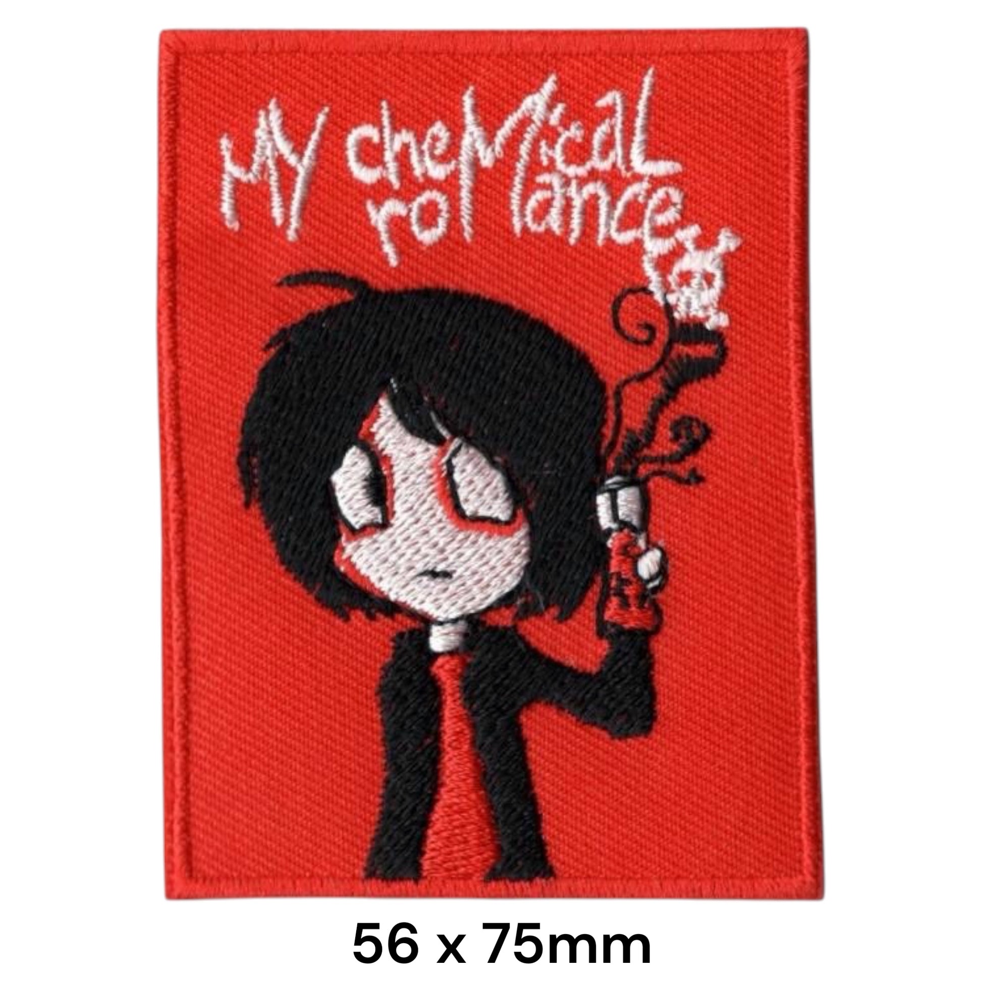 My Chemical Romance Chibi Gerard Gun Embroidered Patch 56x75mm – Red, Black & White