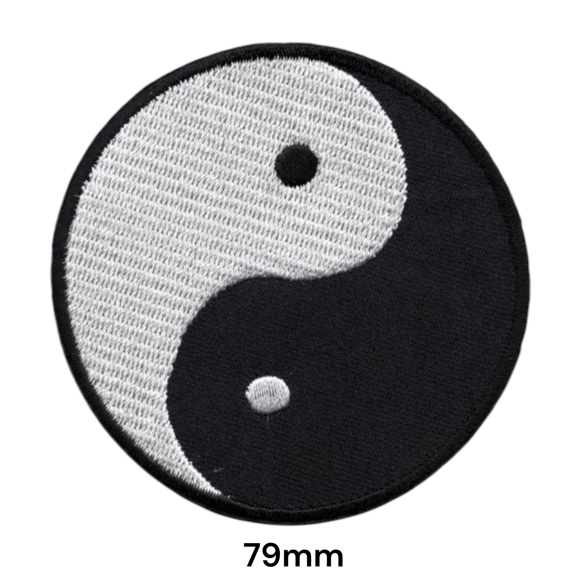 Yin Yang Symbol Large Embroidered Patch 79mm Round – Black & White