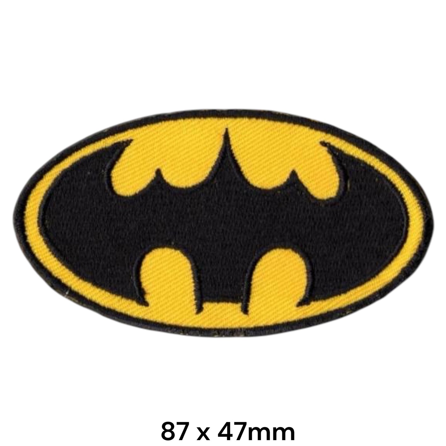 Batman Logo Oval Embroidered Patch 87x47mm – Black & Yellow