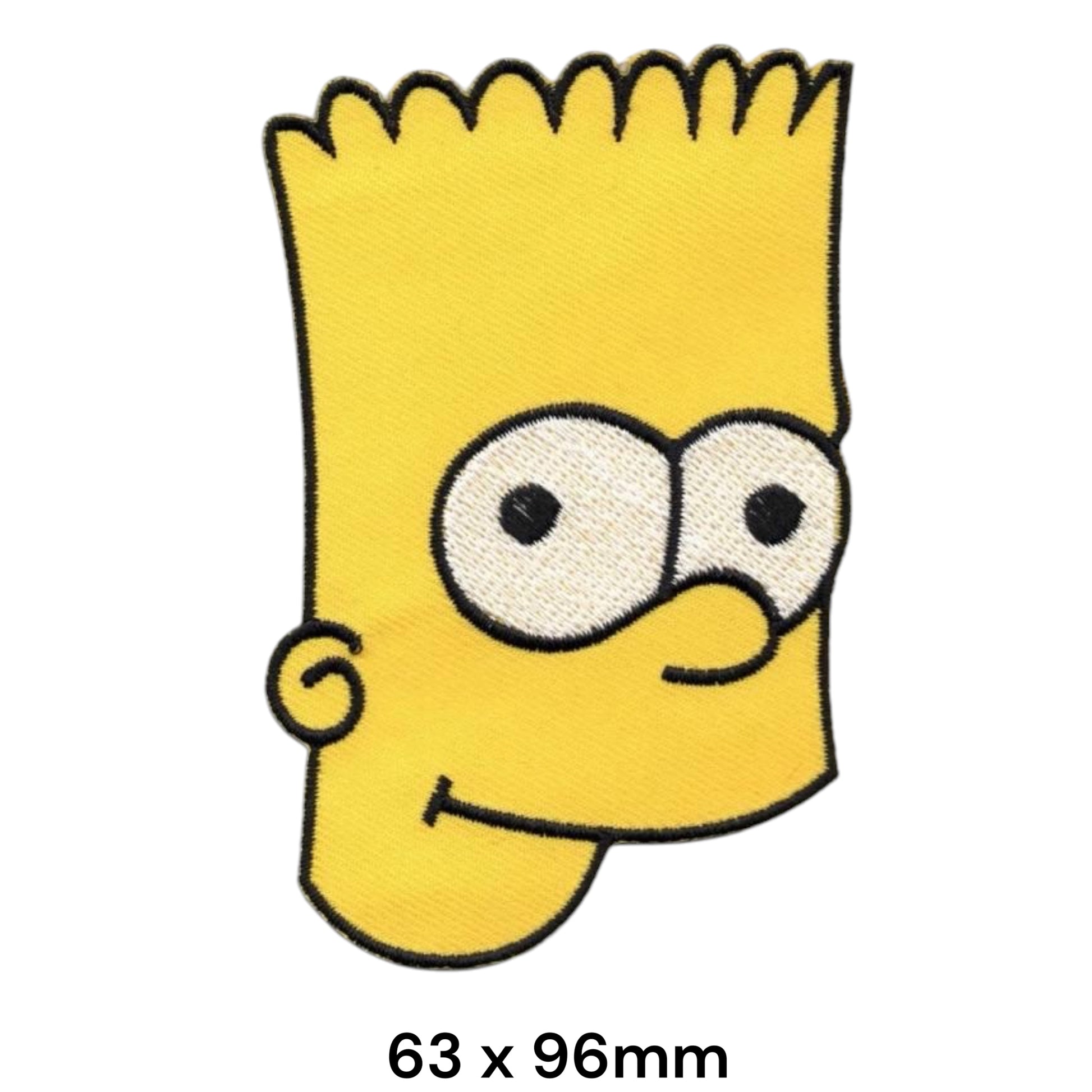 Bart Simpson Face Embroidered Patch 63x96mm – Yellow, White & Black