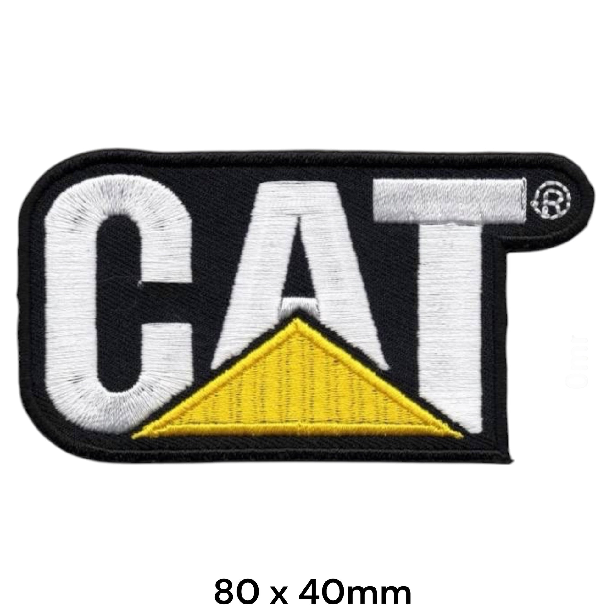 Caterpillar CAT Logo Embroidered Patch 80x40mm – Black, White & Yellow