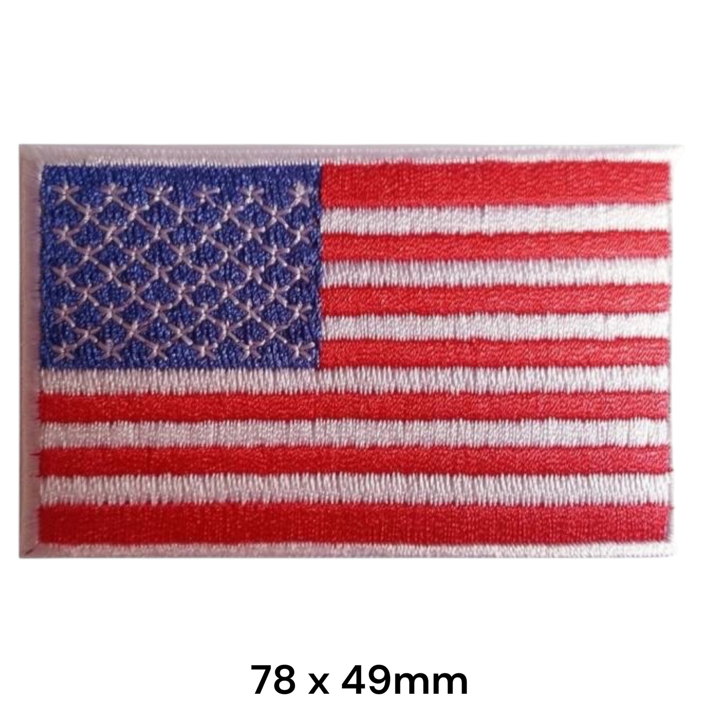 USA Flag Embroidered Patch 78x49mm – Red, White & Blue