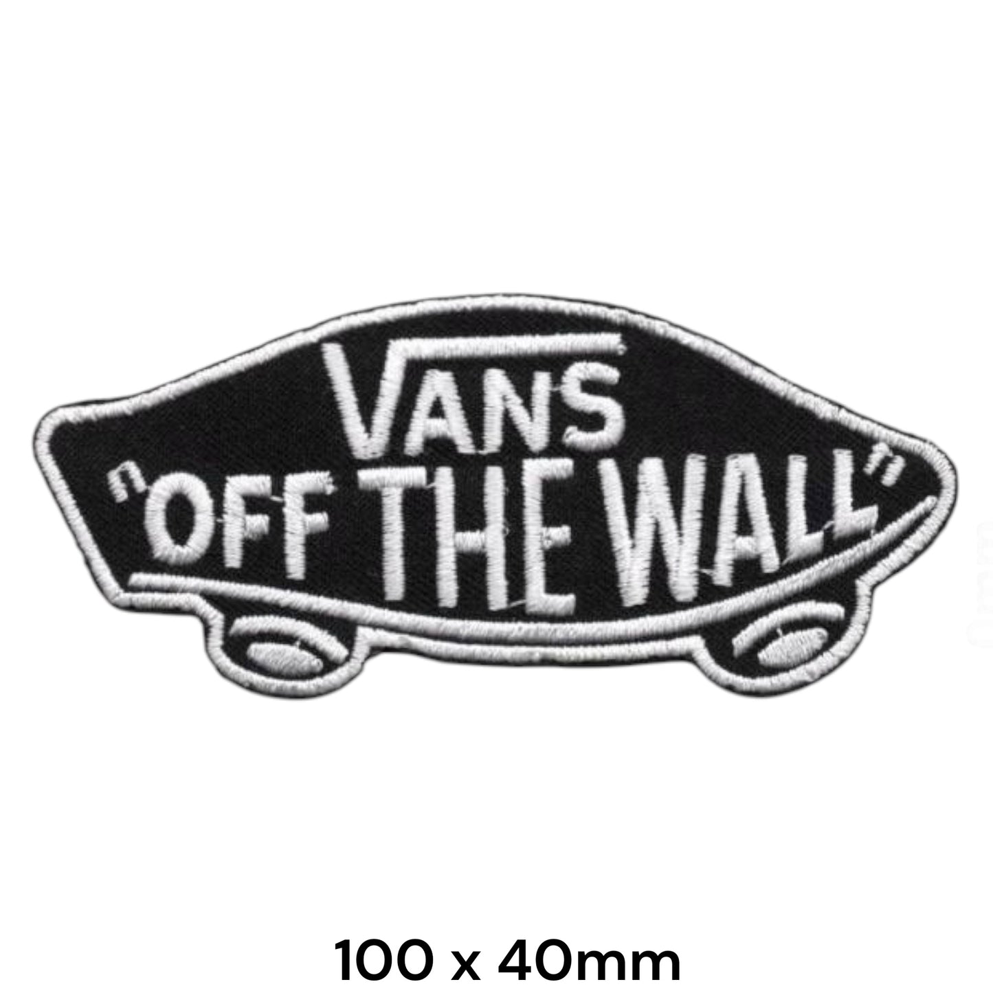 Vans Off The Wall Skateboard Large Embroidered Patch 100x40mm – Black & White