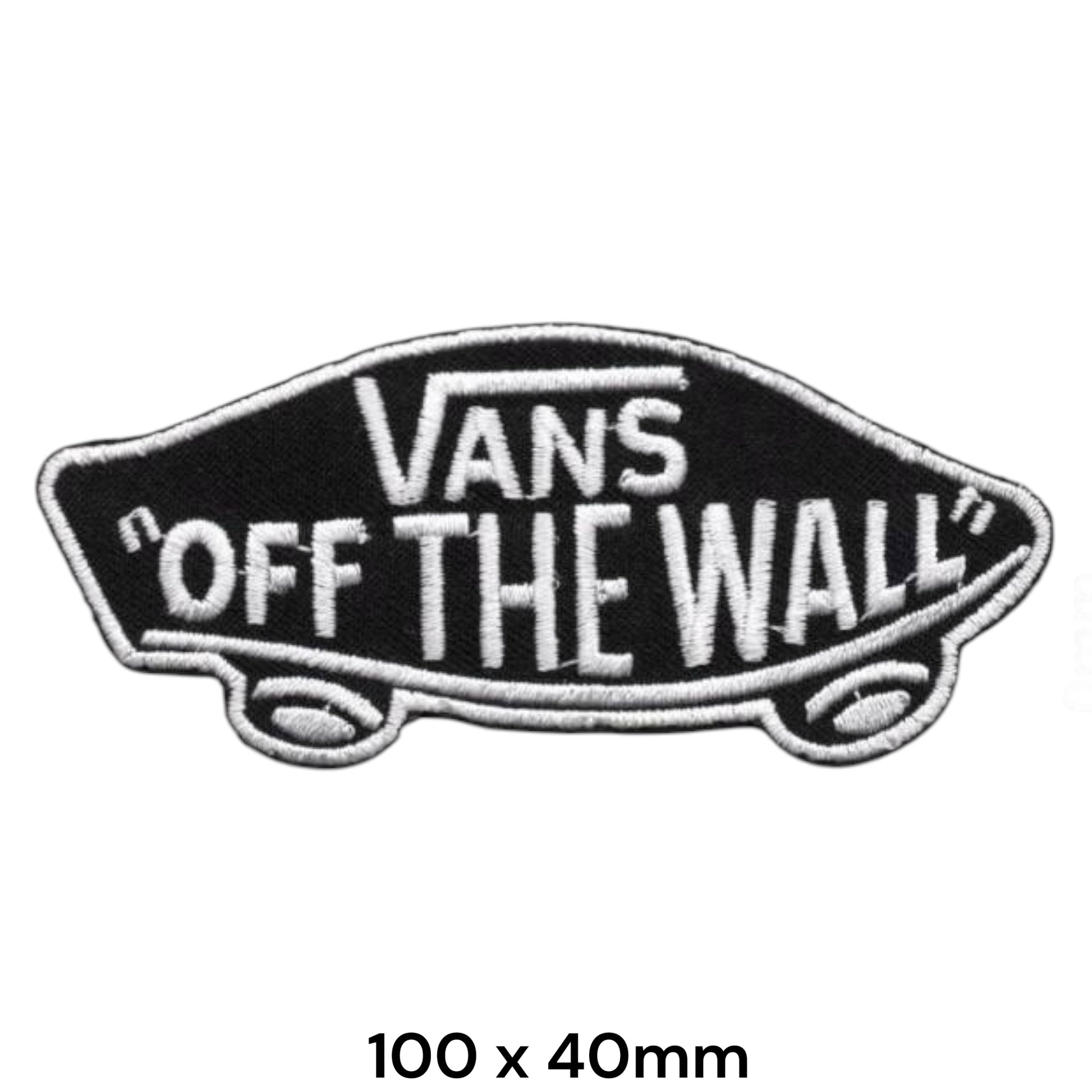 Vans Off The Wall Skateboard Large Embroidered Patch 100x40mm – Black & White