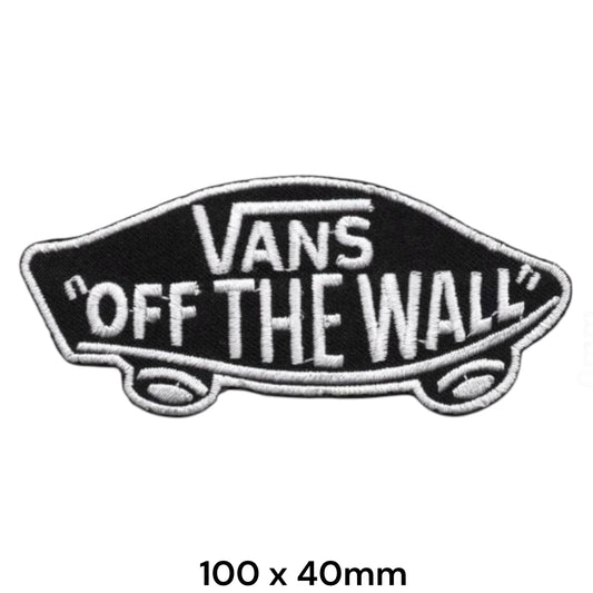 Vans Off The Wall Skateboard Large Embroidered Patch 100x40mm – Black & White