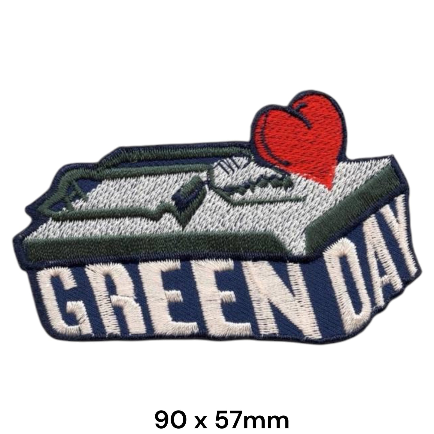 Green Day American Idiot Heart Grenade Embroidered Patch 90x57mm – Navy, White, Grey & Red