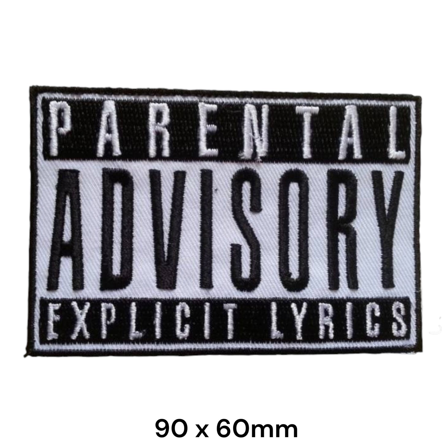 Parental Advisory Explicit Lyrics Embroidered Patch 90x60mm – Black & White