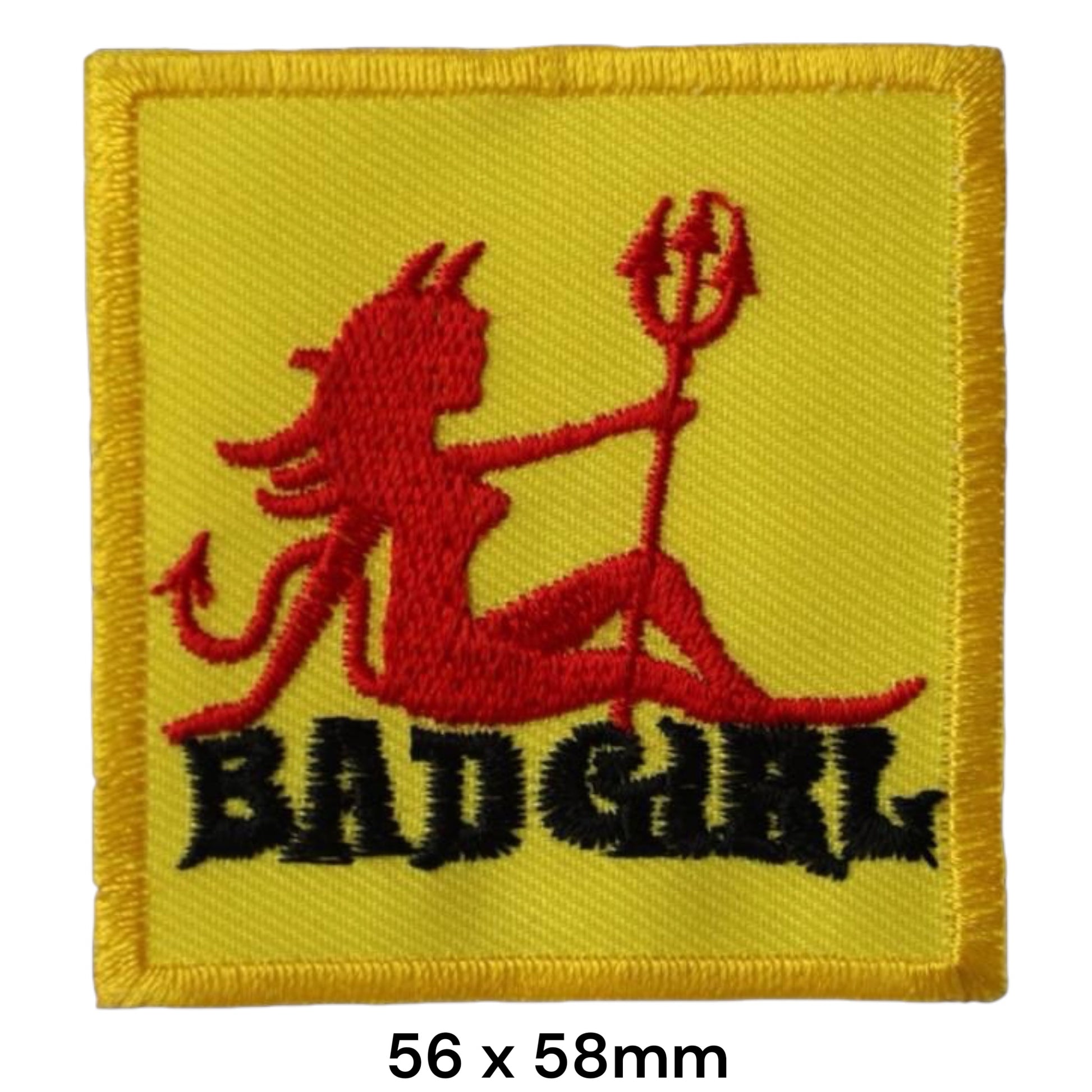 Bad Girl Devil Embroidered Patch 56x58mm – Yellow, Red & Black