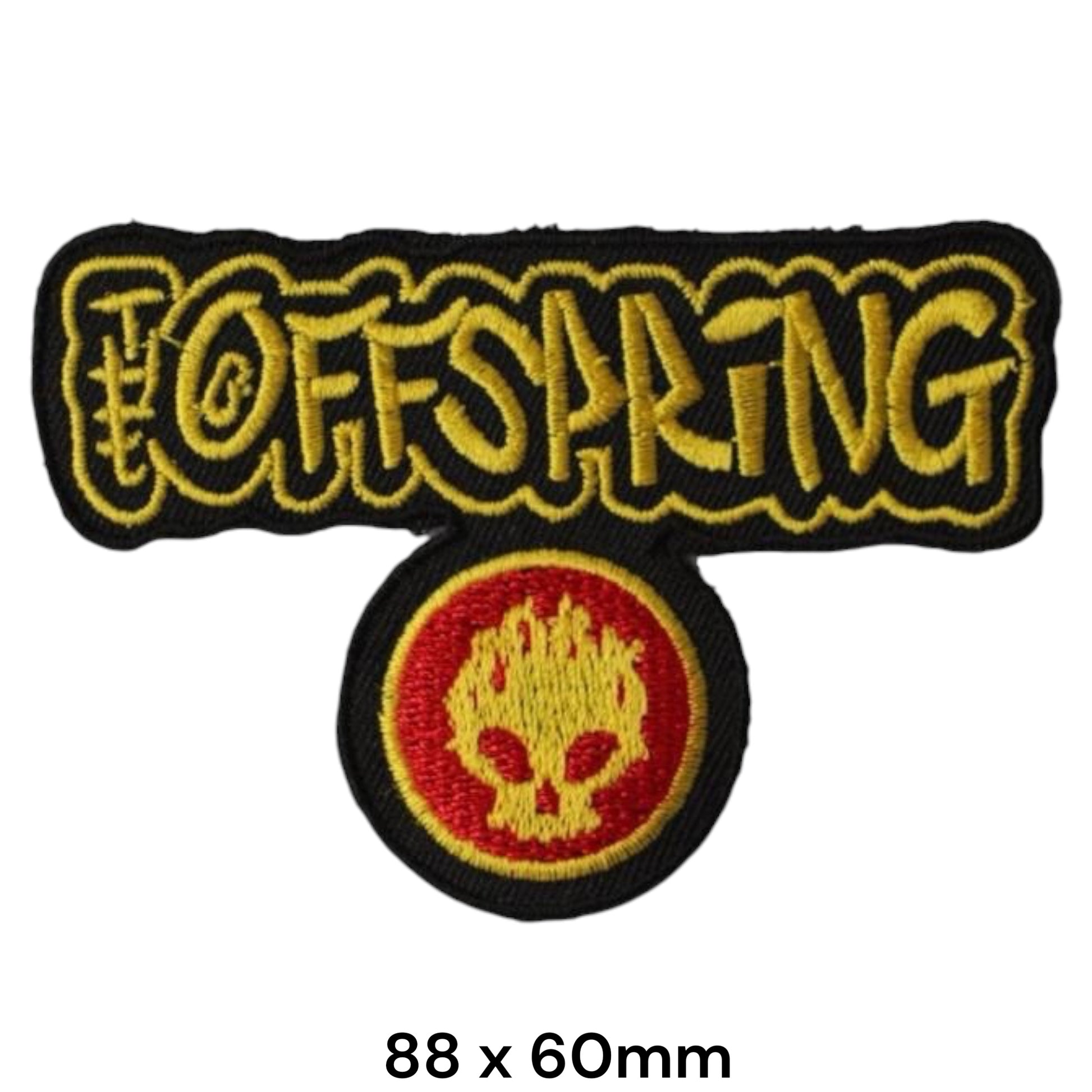 The Offspring Logo Skull Embroidered Patch 88x60mm – Black, Yellow & Red