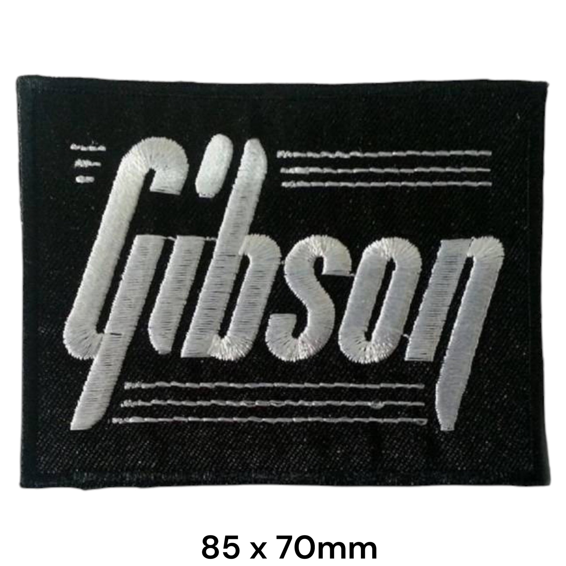 Gibson Logo Embroidered Patch 85x70mm – Black & Silver