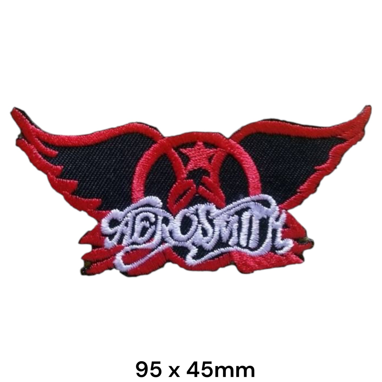 Aerosmith Wings Logo Embroidered Patch 95x45mm – Black, Red & White