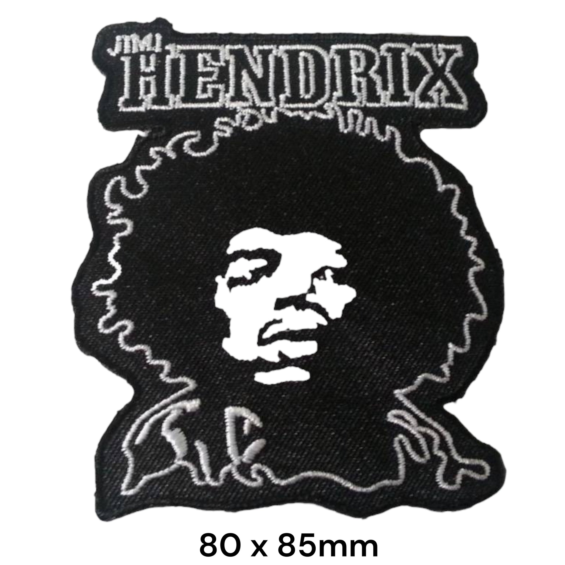 Jimi Hendrix Afro Portrait Embroidered Patch 80x85mm – Black & White