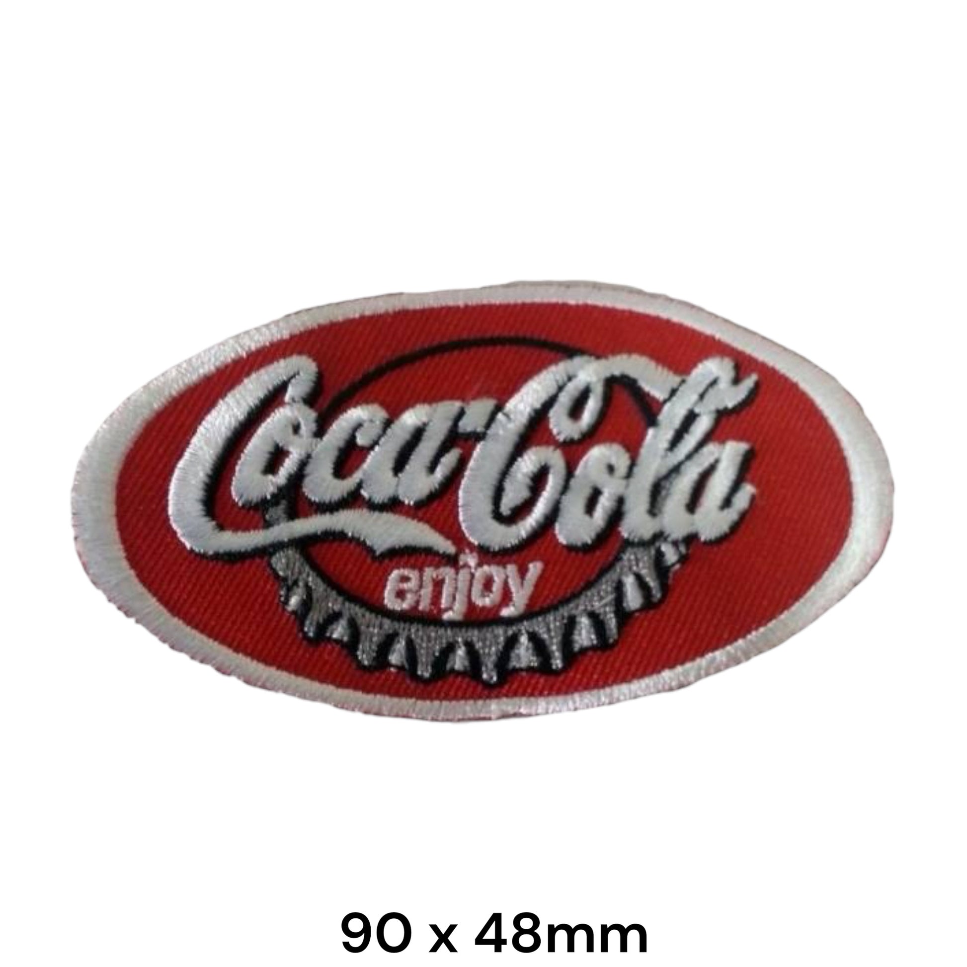 Coca-Cola Enjoy Bottle Cap Oval Embroidered Patch 90x48mm – Red, White & Silver
