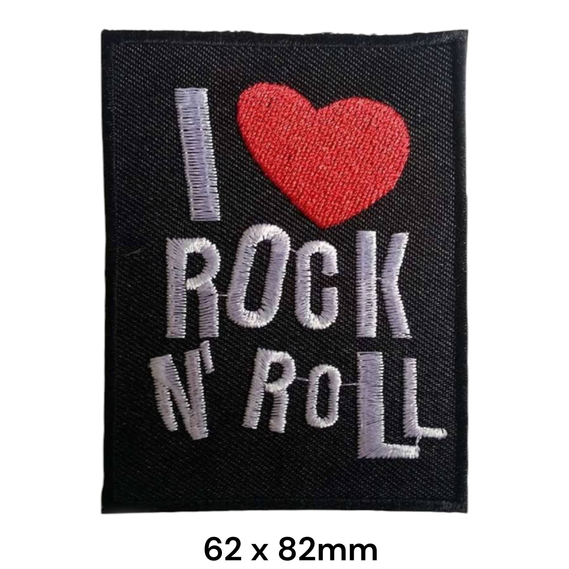 I Love Rock N' Roll Embroidered Patch 62x82mm – Black, Red & White