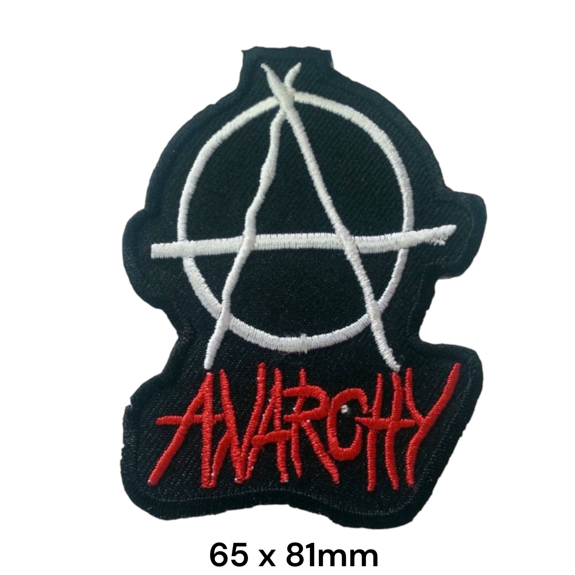 Anarchy Symbol Embroidered Patch 65x81mm – Black, White & Red