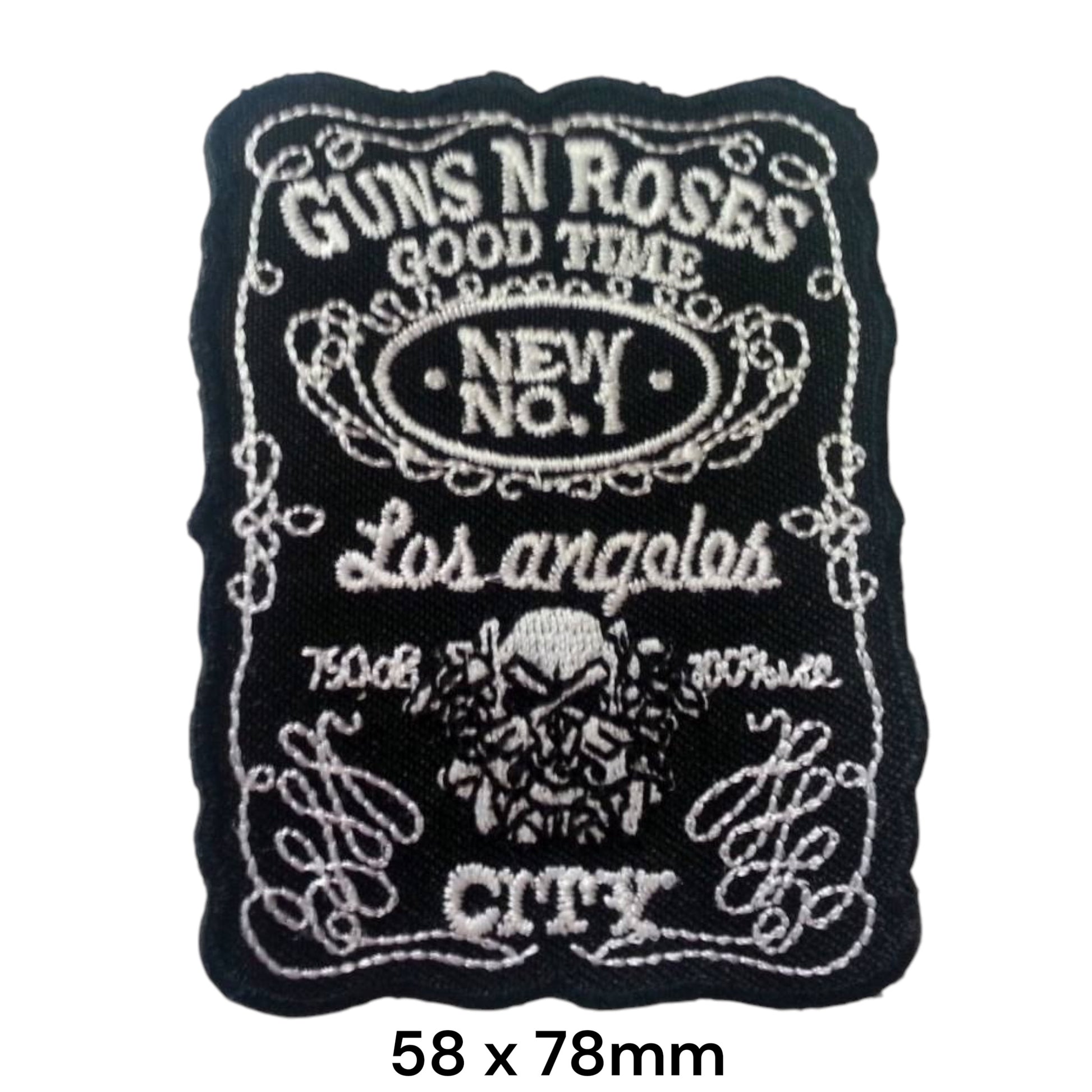 Guns N' Roses Good Time Los Angeles City Label Embroidered Patch 58x78mm – Black & Silver