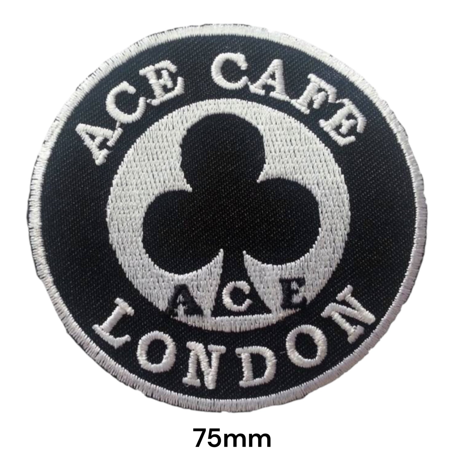 Ace Cafe London Club Clover Round Embroidered Patch 75mm – Black & White