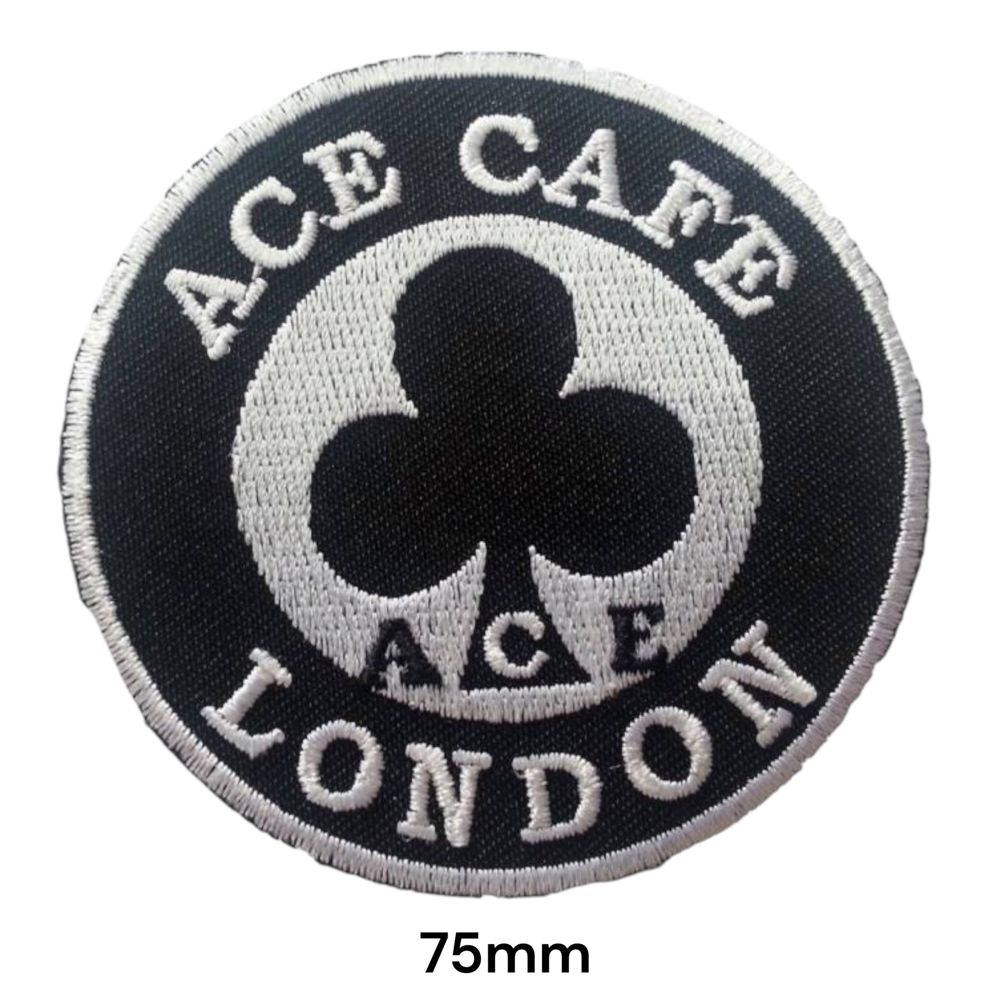 Ace Cafe London Club Clover Round Embroidered Patch 75mm – Black & White