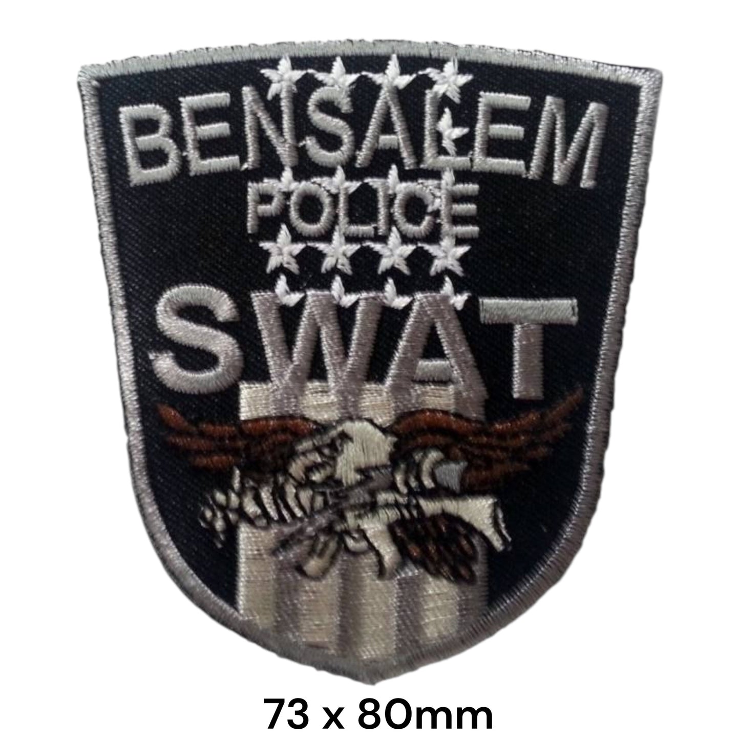 Bensalem Police SWAT Shield Embroidered Patch 73x80mm – Black, Silver, White & Brown