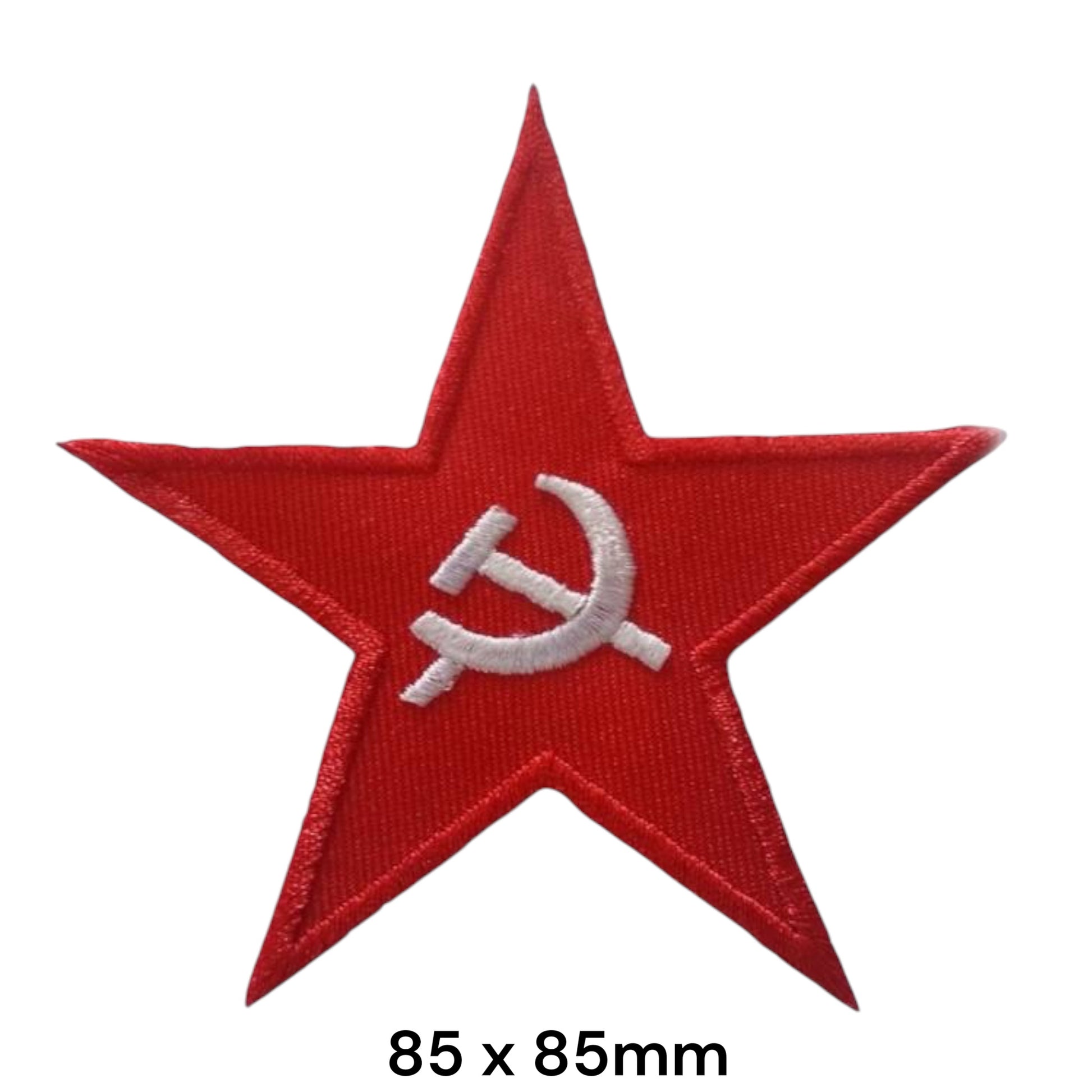 Soviet Red Star Hammer Sickle Embroidered Patch 85x85mm – Red & White