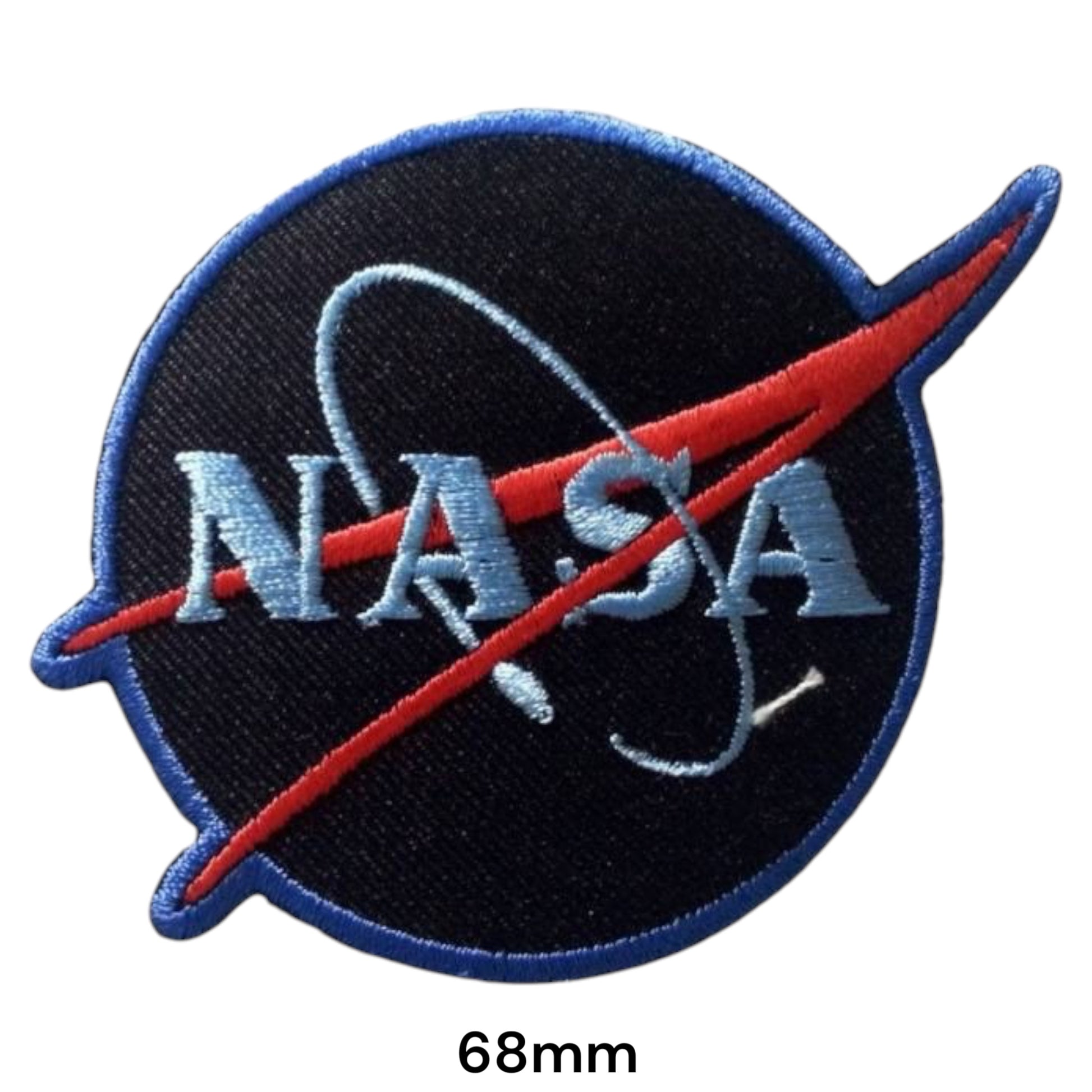NASA Meatball Logo Round Embroidered Patch 68mm – Black, Blue, Red & Silver/White