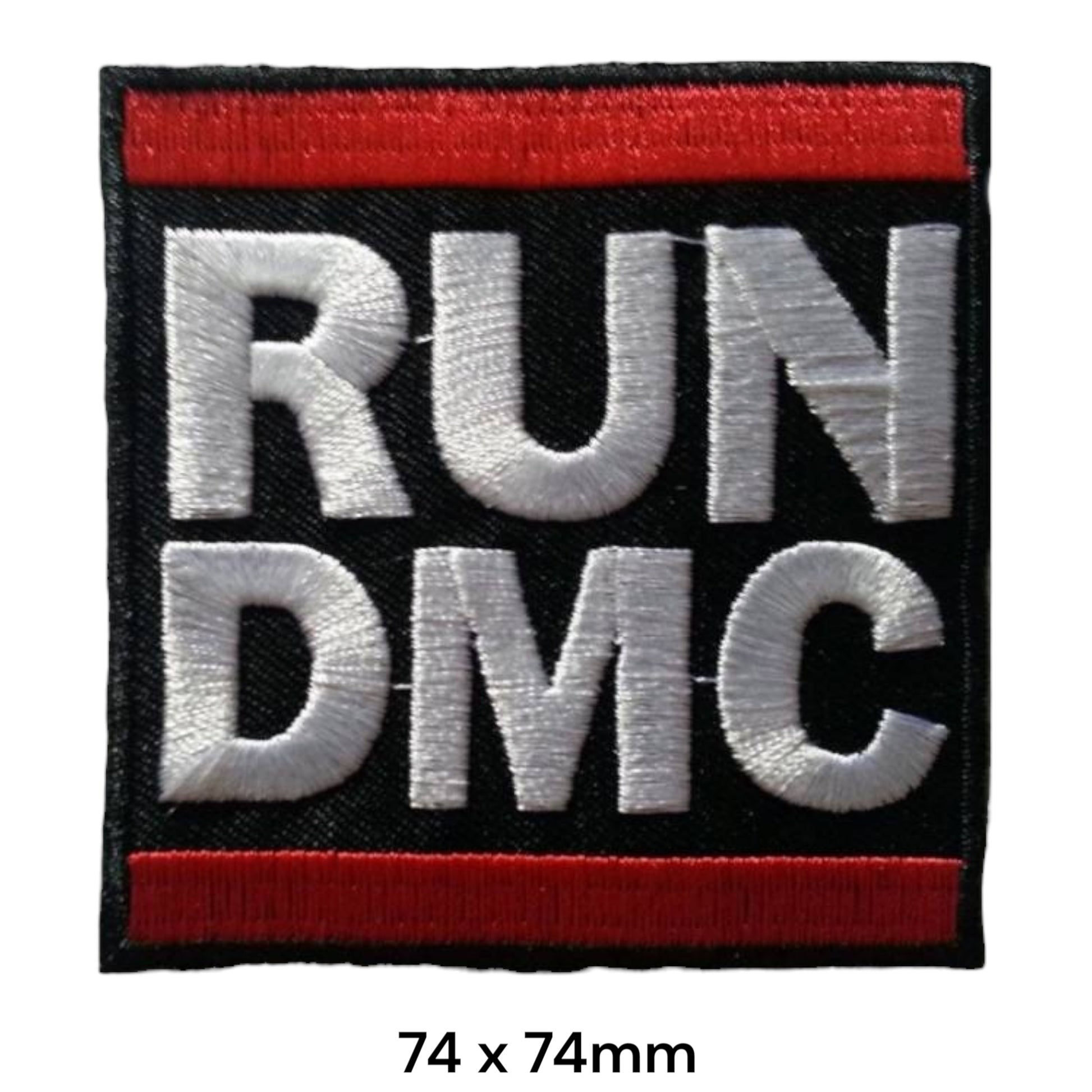 Run DMC Logo Square Embroidered Patch 74x74mm – Black, White/Silver & Red