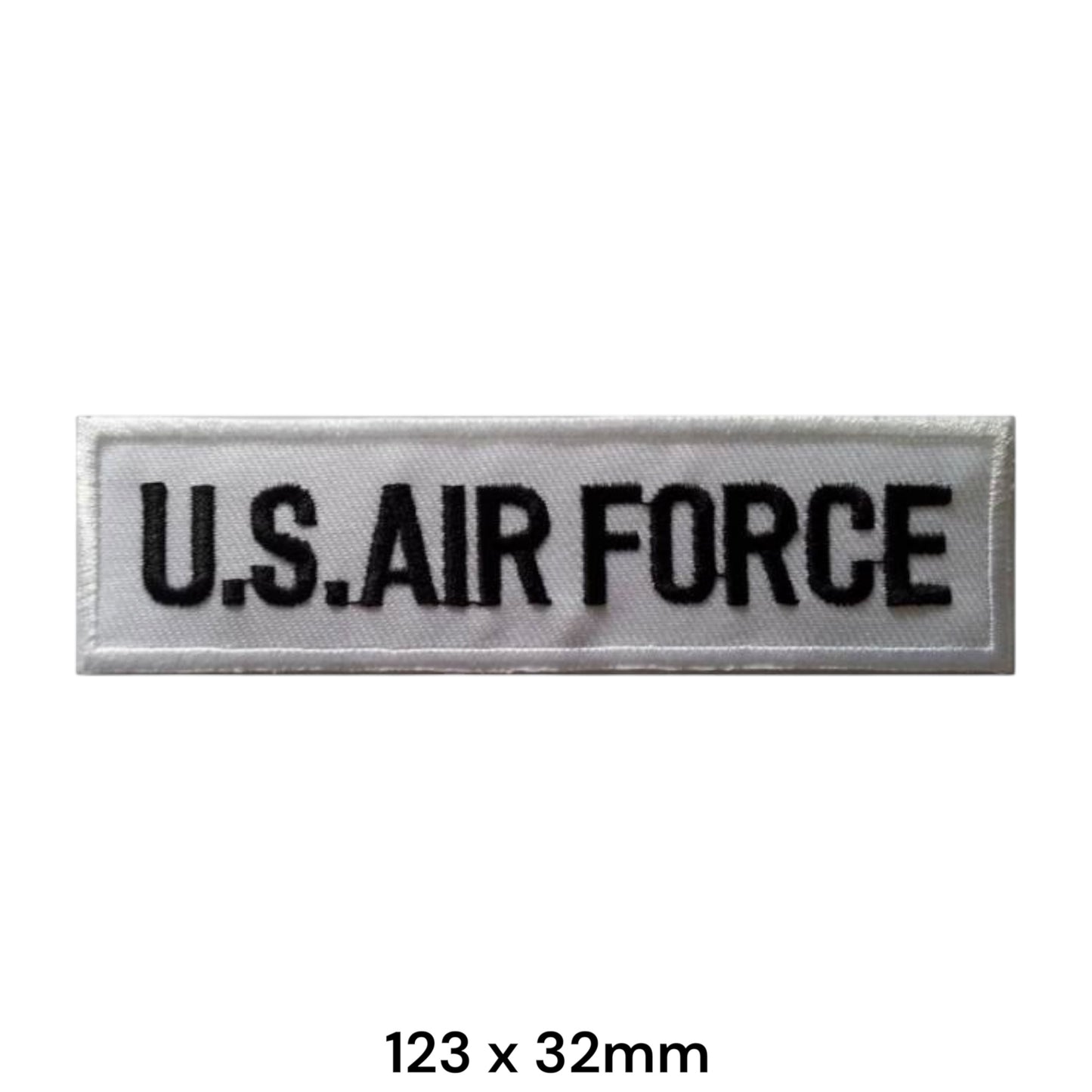 U.S. Air Force Name Tape Rectangular Embroidered Patch 123x32mm – Silver/White & Black