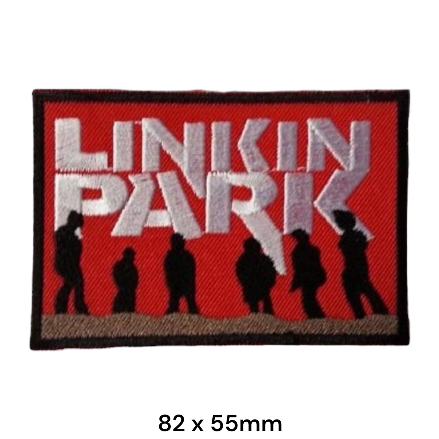 Linkin Park Band Silhouette Rectangular Embroidered Patch 82x55mm – Red, Black & White/Silver