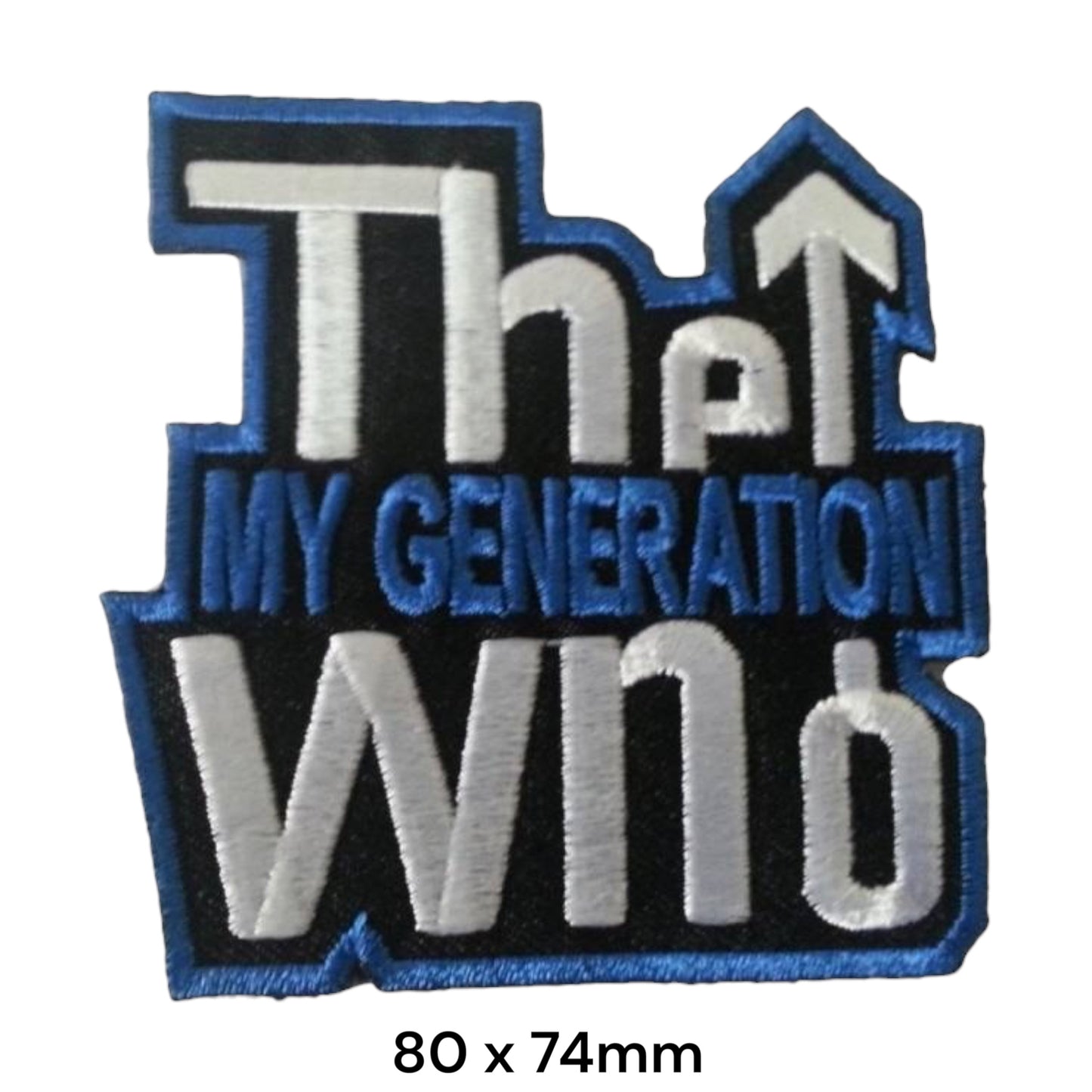 The Who My Generation Die-Cut Embroidered Patch 80x74mm – Black, Blue & White/Silver