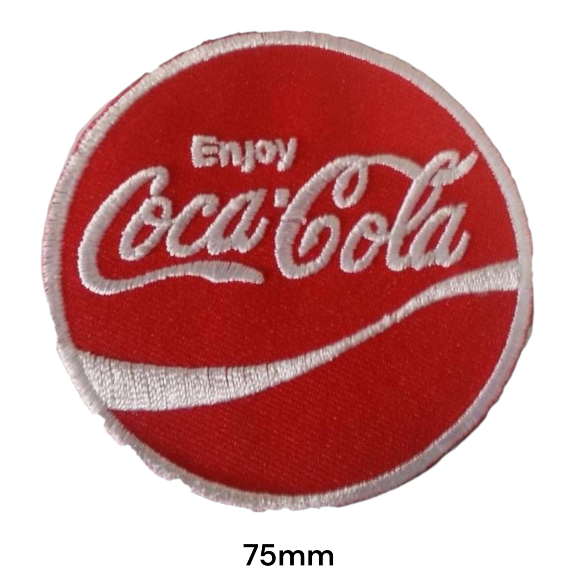 Enjoy Coca-Cola Round Embroidered Patch 75mm – Red & White/Silver