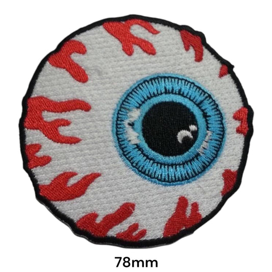 Mishka Keep Watch Bloodshot Eyeball Round Embroidered Patch 78mm – White, Red, Blue & Black