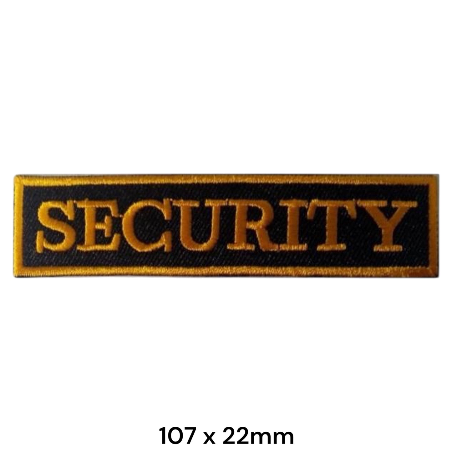 Security Name Tape Rectangular Embroidered Patch 107x22mm – Black & Gold/Yellow