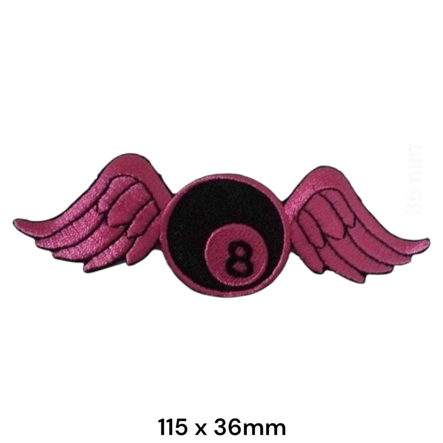 8-Ball Wings Die-Cut Embroidered Patch 115x36mm – Pink/Magenta & Black